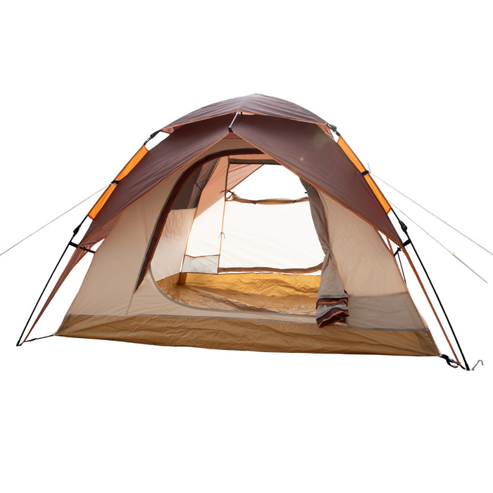 Automatik-Campingzelt Pop-Up Zelt für 3-4 Personen Braun/Beige