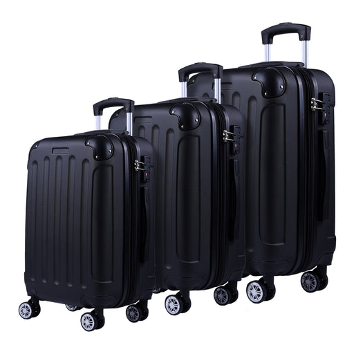 Produktbild Kofferset - 3tlg. ABS Hartschalen Kofferset mit Teleskopgriff Erweiterungsfunktion u. TSA- Zahlenschloss Black