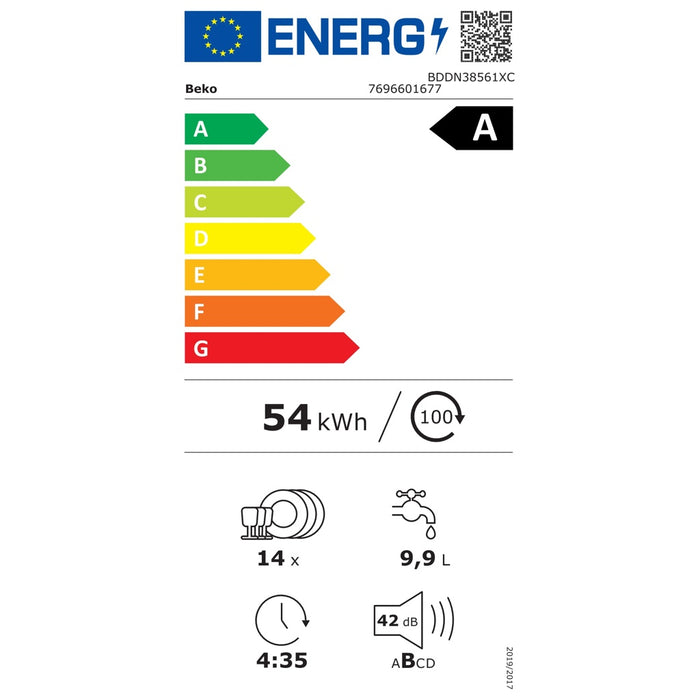 Beko BDDN38561XC Geschirrspüler 14 Maßgedecke un­ter­b­au­fä­hig, 42 dB A Edelstahl