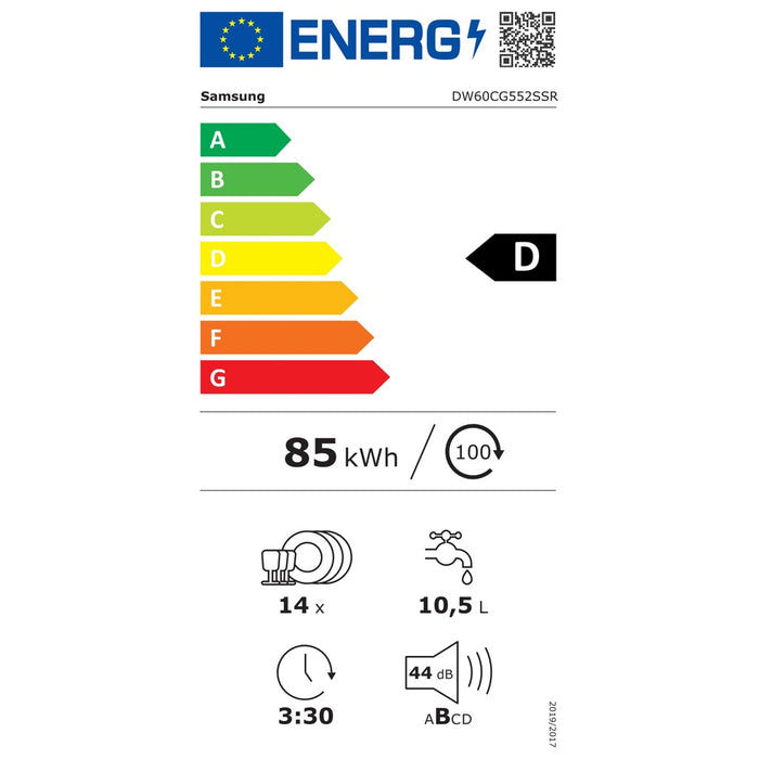 Samsung DW6500AM teilintegrierter Geschirrspüler 60 cm, 14 Maßgedecke D