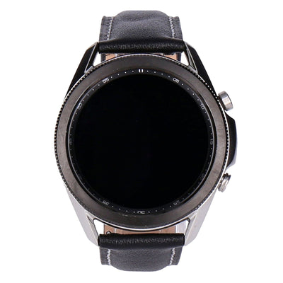 Galaxy Watch 3 R840 45mm Mystic Silver Edelstahlgehäuse Silber, Lederarmband Schwarz