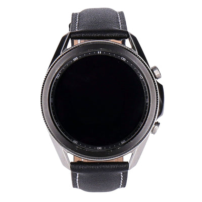 Galaxy Watch 3 R840 45mm Mystic Silver Edelstahlgehäuse Silber, Lederarmband Schwarz