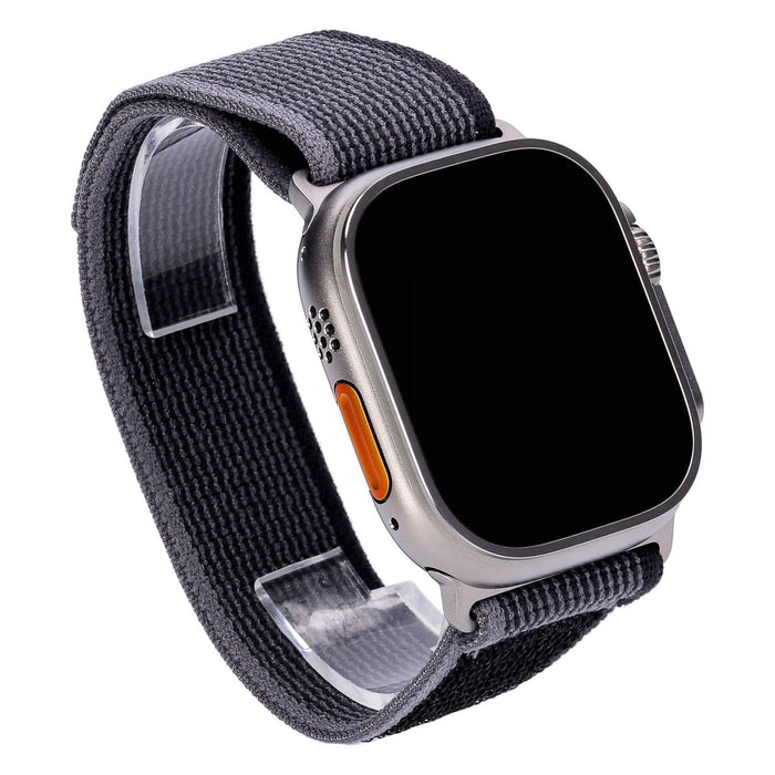 Apple Watch Ultra 49mm GPS + LTE Titangehäuse Nylon Trail Loop Schwarz/Grau (Größe M/L)