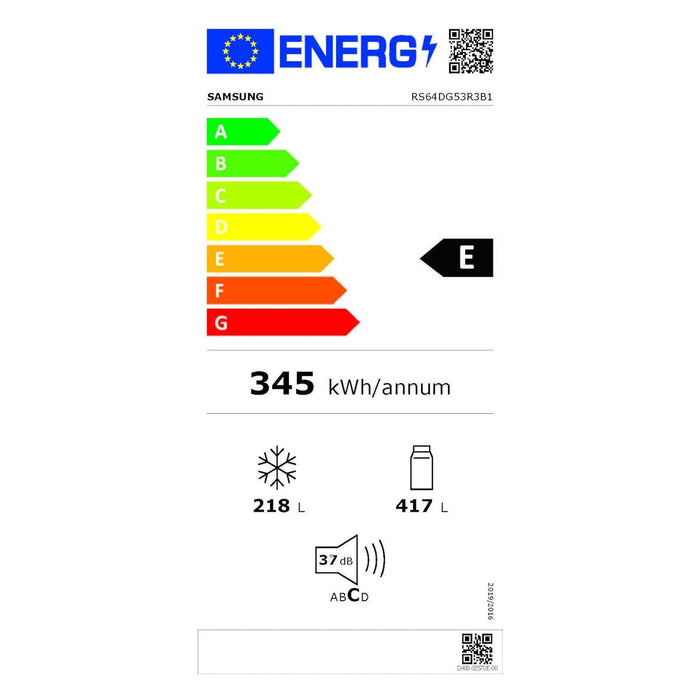 Samsung RS64DG53R3B1EF Side-by-Side-Kühlschrank SmartThings AI Energy Mode Eis und Wasserspender