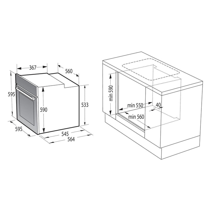 Gorenje Einbau-Herdset BCPS6737E09X + ECD643BX Edelstahl mit 2-fach Teleskopauszug