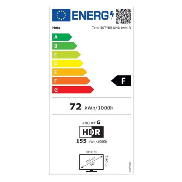 Metz Taris 50TY89 UHD twin R LED-Fernseher 50 Zoll 4K Ultra HD DVB-T2 DVB-S2 DVB-C WLAN schwarz