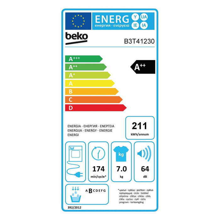 Beko B3T41230 Wärmepumpentrockner 7 kg A++ weiß