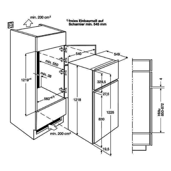 AEG OSD5S121ES Eibau-Doppeltür-Kühlgerät integrierbar E weiß