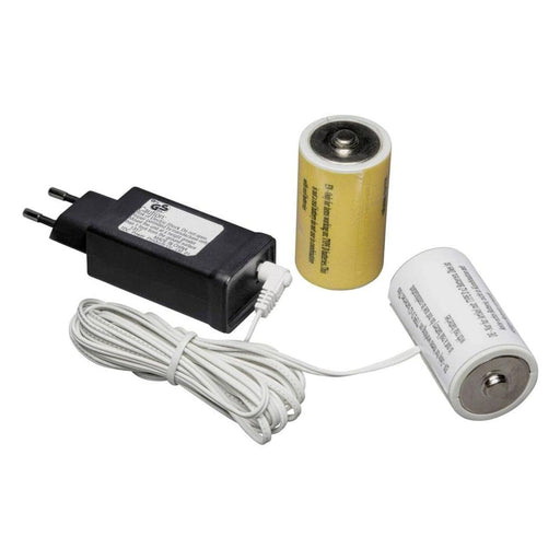 Produktbild AC/DC-Einbaunetzteil - Konstsmide Netzadapter für Batterieartikel mit 2 x D 1.5V Batterien, 3V, weißes Kabel