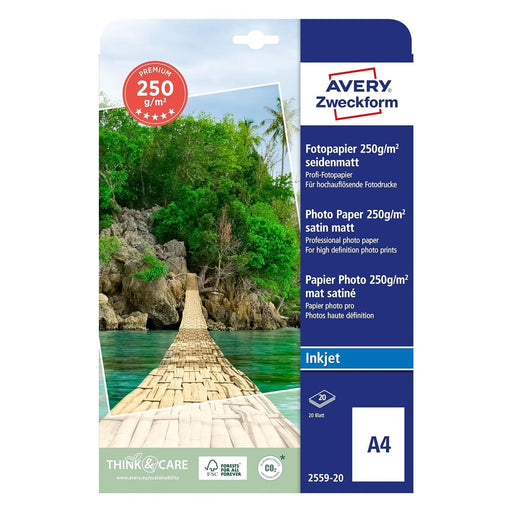 Produktbild Fotopapier - AVERY Zweckform 2559-20 Premium Inkjet Fotopapier A4 210 x 297 mm seidenmatt 20 Blatt