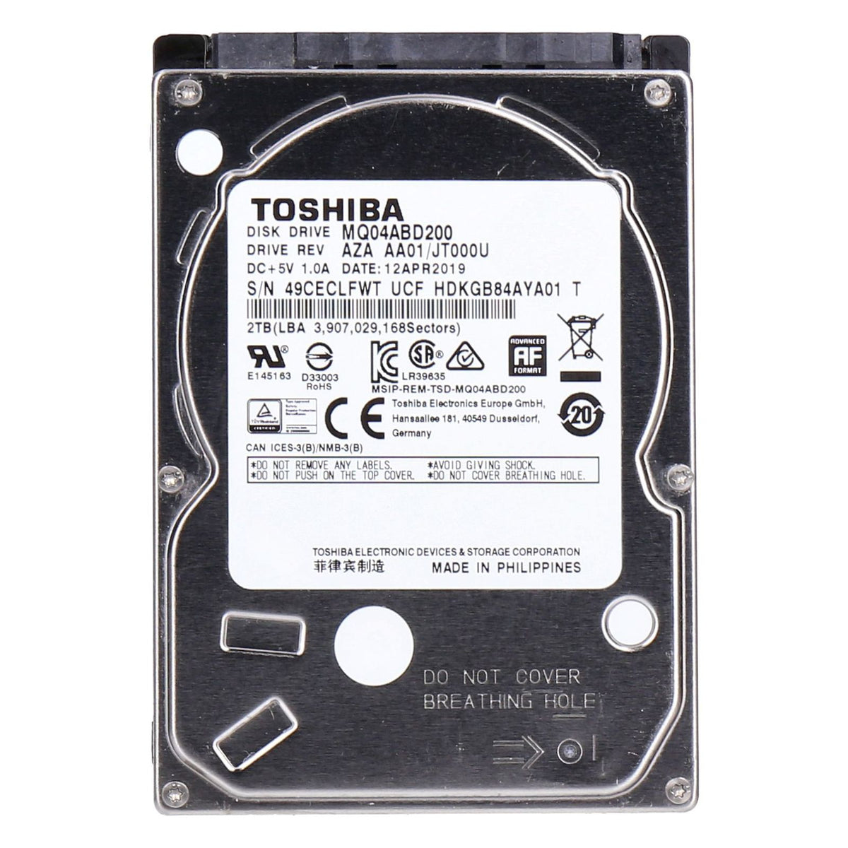 Produktbild interne HDD-Festplatte - Toshiba MQ04 int. 2,5" Festplatte 2TB