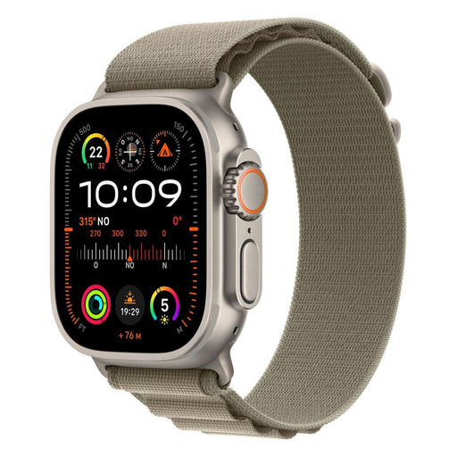 Produktbild Smartwatch - Apple Watch Ultra 2 49mm GPS + 4G Titangehäuse Alpine Loop Olive Gr. M, Titangehäuse Natur