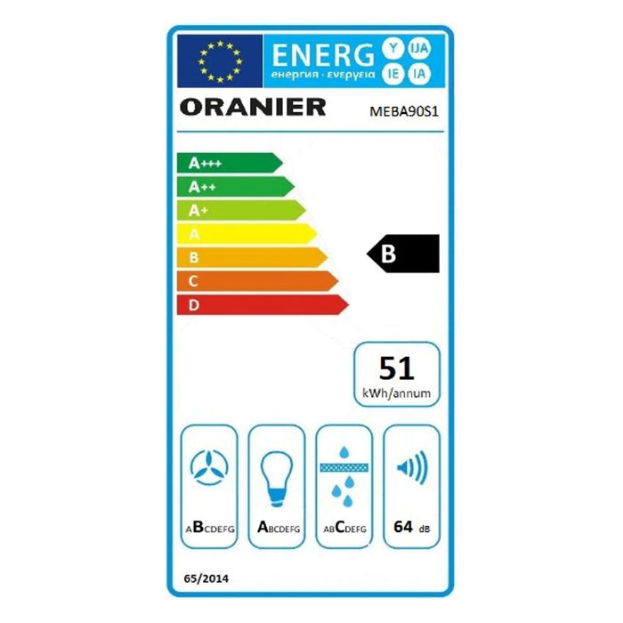 ORANIER MEBA90S1 Dunstabzugshaube Wandhaube