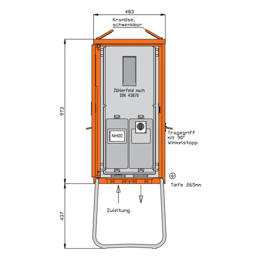 Produktbild Geräteschrank - Walther Werke Anschlussschrank WA0011 55kVA/1Abg/1Z/Direkt