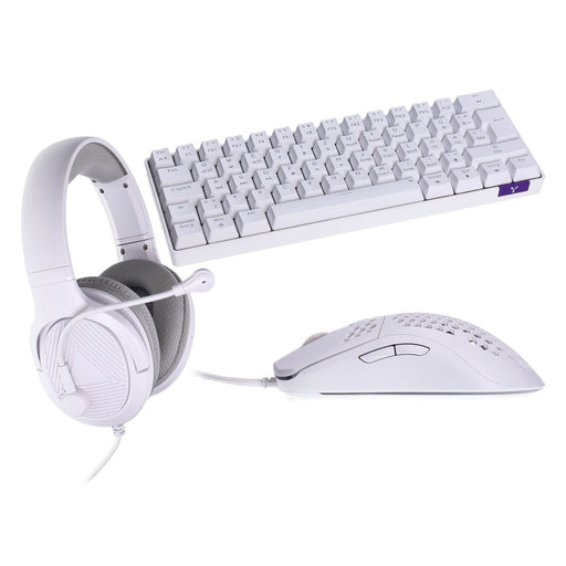 Produktbild Gaming-Tastatur - ISY IGB-2000 4-in-1 Gaming Set Tastatur/Maus/Head set/Mauspad-Bundle kabelgebunden weiß QWERTZ DE