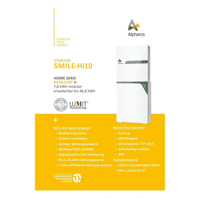 Alpha ESS Smile Hi10 10kW Energiespeichersystem inkl. 10 kW-Hybridwechselrichter 3-phasig