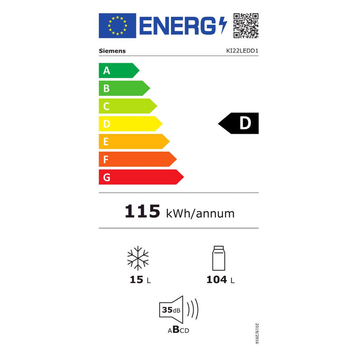 Siemens iQ500 KI22LEDD1 Kühlschrank mit Gefrierfach Integriert 119 l D Weiß