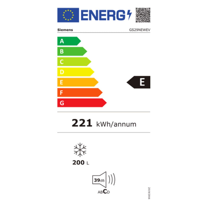 Siemens iQ300 GS29NEWEV Gefriertruhe Gefrierschrank Freistehend 200 l E Weiß