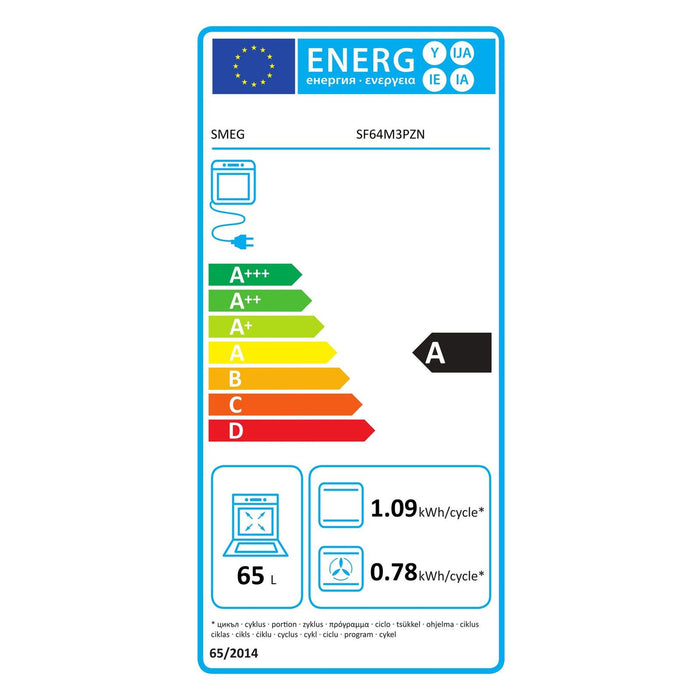 Smeg SF64M3PZN Einbaubackofen Schwarzglas 60 cm Selezione A