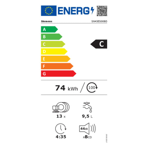 Produktbild Unterbaugeschirrspüler - Siemens iQ300 SN43ES00BD Spülmaschine Unterbau 13 Maßgedecke C