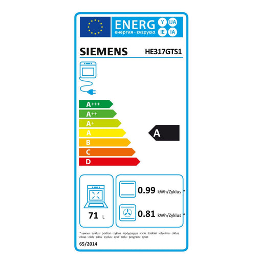 Produktbild Einbaubackofen - Siemens HE317GTS1 Backofen 71 l Schwarz, Edelstahl