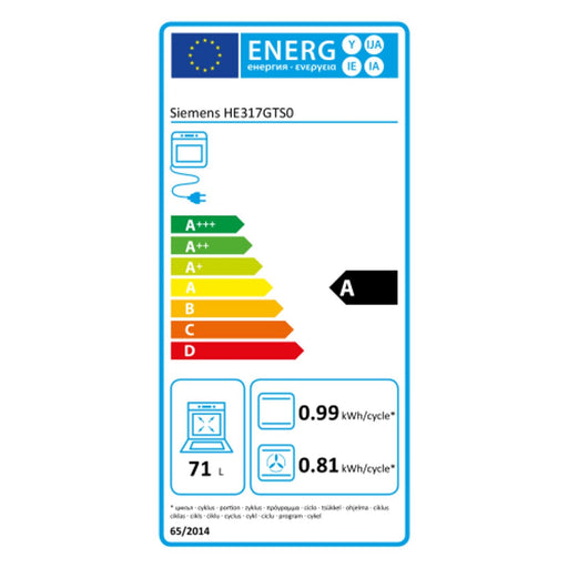 Produktbild Einbaubackofen - Siemens HE317GTS0 Backofen 71 l Schwarz, Edelstahl