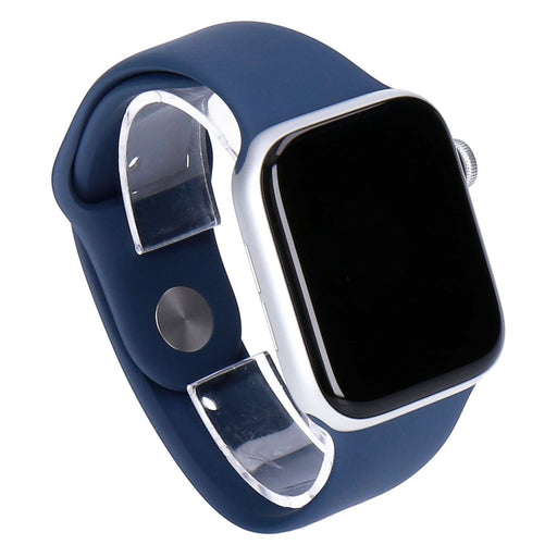 Produktbild Smartwatch - Apple Watch SE 2022 44mm GPS Silber Aluminiumgehäuse mit Sportarmband Sturmblau M/L