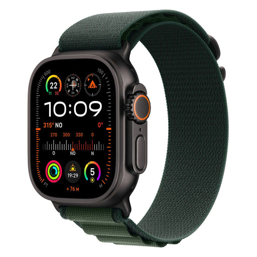 Produktbild Fitnessuhr - Apple Watch Ultra 2 49mm GPS + 4G Titangehäuse Schwarz Alpine Loop Dunkelgrün M, Gehäuse Schwarz