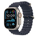 Apple Watch Ultra 2 49mm GPS + 4G Titangehäuse Ocean Armband Navyblau, Titangehäuse Natur