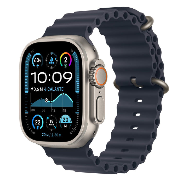 Apple Watch Ultra 2 49mm GPS + 4G Titangehäuse Ocean Armband Navyblau, Titangehäuse Natur