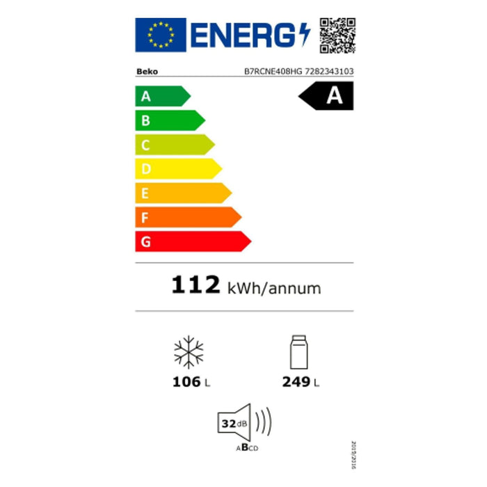 BEKO B7RCNE408HG Kühgefrierkombination Manhattan Gray