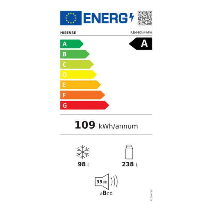 HISENSE RB440N4AFA Kühlgefrierkombination Schwarz