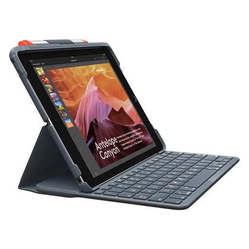 Produktbild Tablet-Hülle - Logitech Slim Folio Tastatur-Case für Apple iPad 7/8/9. Gen 10,2 Zoll Graphite QWERTZ DE (Bulk)