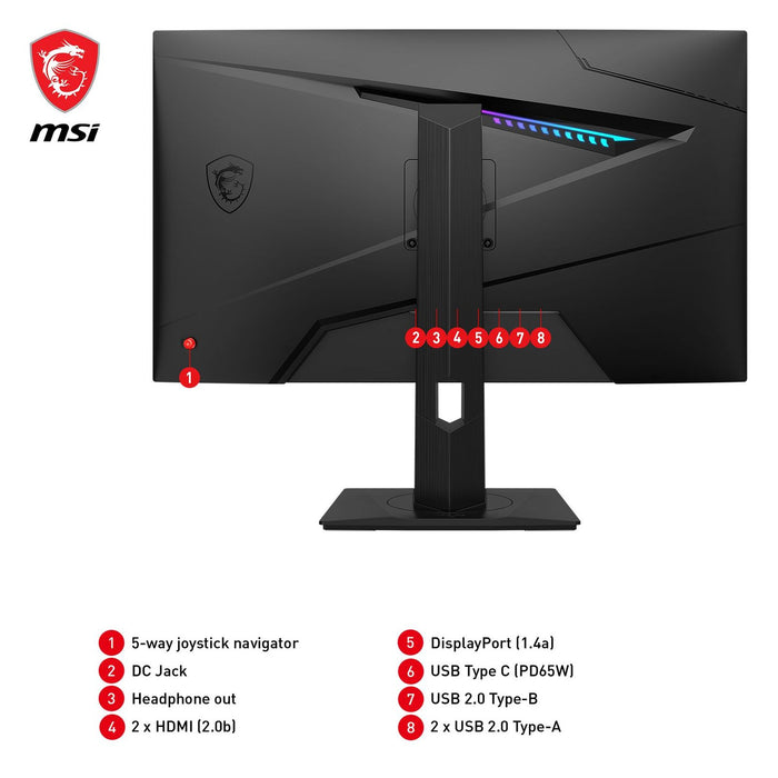 MSI MAG 274QRFDE QD E2 Gaming Monitor 27 Zoll WQHD 2560 x 1440 Pixel HDMI DP USB Schwarz