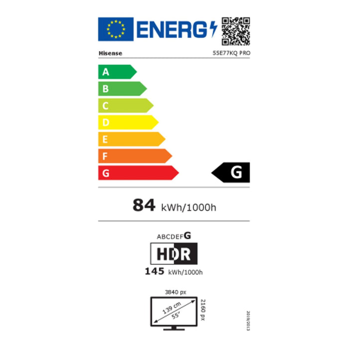 Hisense 55E77KQ PRO 55" (139,7 cm) QLED 4K Ultra HD Smart-TV Schwarz 250 cd/m²