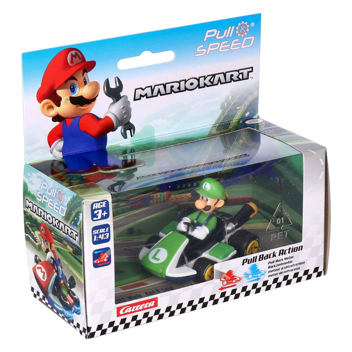 Carrera-Toys Pull and Speed Mario Kart 1:43 farblich sortiert Luigi
