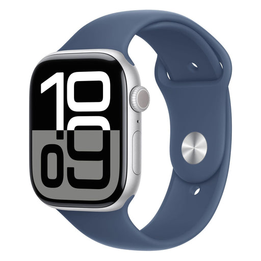 Produktbild Smartwatch - Apple Watch Series 10 46mm GPS + 4G Silber Aluminiumgehäuse, Sportarmband Denim M/L
