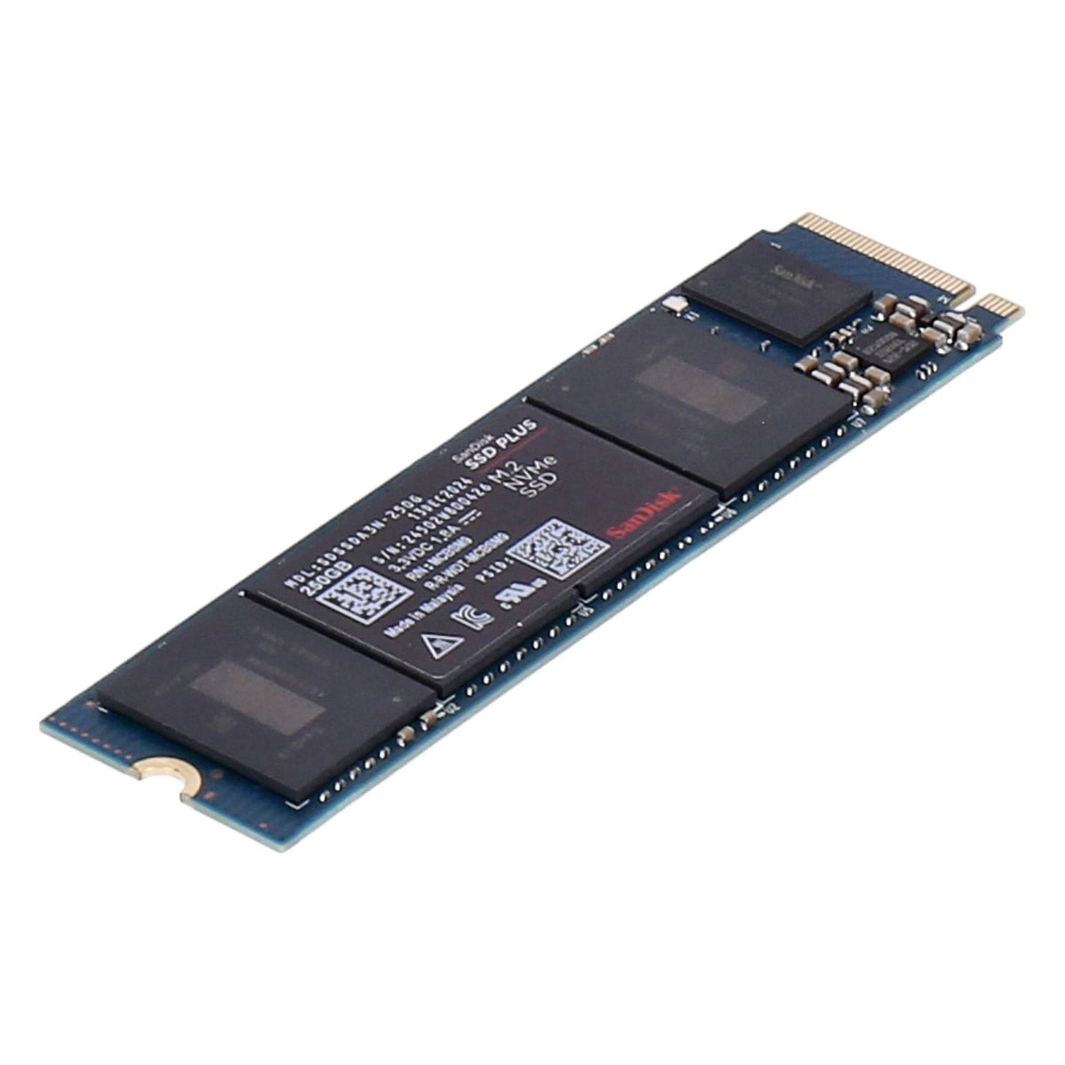Produktbild interne SSD-Festplatte - SanDisk SSD PLUS M.2 NVMe SSD interne SSD-Festplatte 250 GB PCIe 3.0 Schwarz