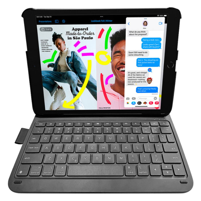 DEQSTER Slim PRO Keyboard 10,2" für iPad 10,2 Tastatur Hülle Bluetooth QWERTZ Deutsches Layout