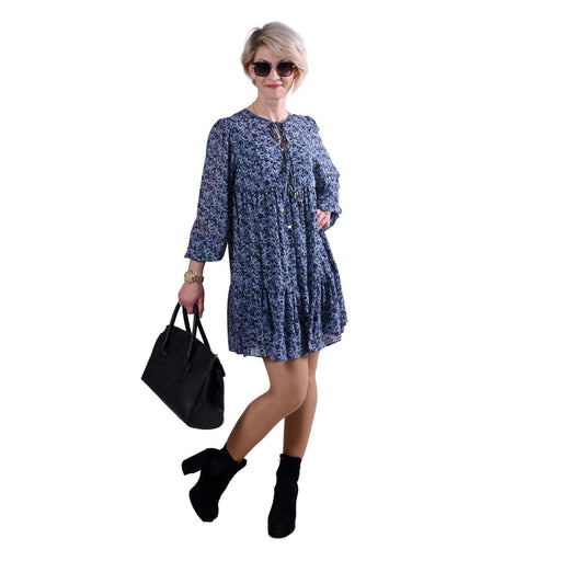 Produktbild Shirtkleid - Michael Kors Kleid aus Georgette mit Blumenmuster und Bindeband Damen S