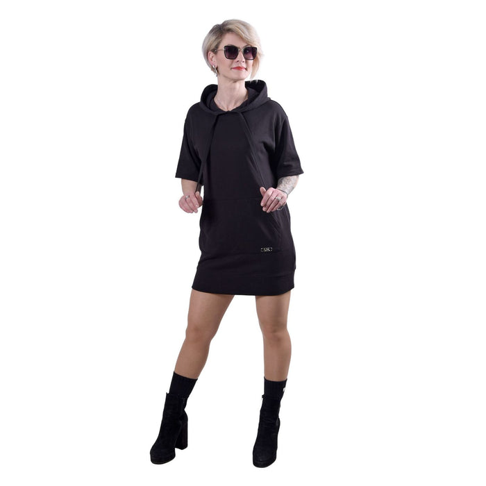 Michael Kors Kapuzenkleid aus Baumwolle schwarz Damen M