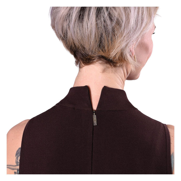 Michael Kors Kleid aus Stretch-Viskose chocolat mit Stehkragen Damen M