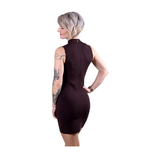 Produktbild Minikleid - Michael Kors Kleid aus Stretch-Viskose chocolat mit Stehkragen Damen L