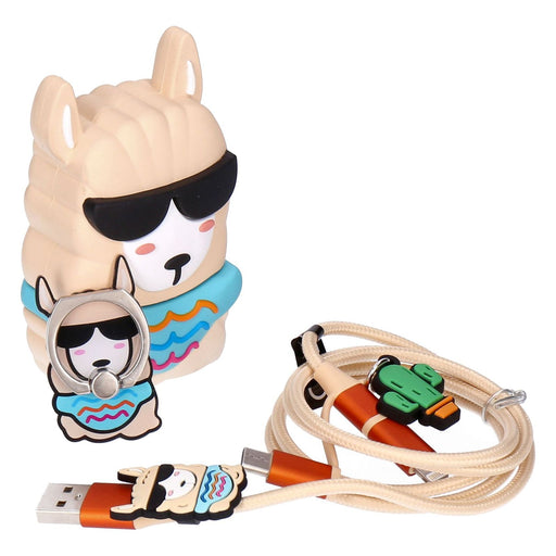 Produktbild Powerbank - Swipe Lama Kollektion 3 Teile Set Design Powerbank 3-in-1 Ladekabel Ringhalter