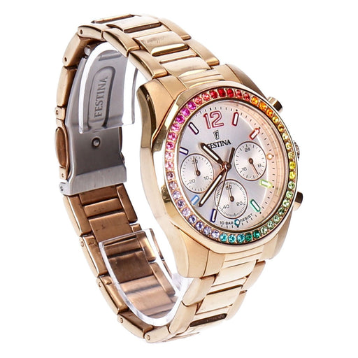Produktbild Quarzuhr - Festina Boyfriend F20639/2 Damenuhr Rosegold Chronograph Edelstahl Rose/Rainbow
