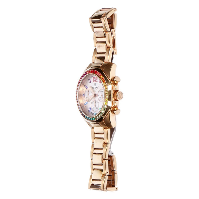 Festina Boyfriend F20639/2 Damenuhr Rosegold Chronograph Edelstahl Rose/Rainbow