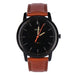 Fossil The Minimalist FS5305 Herrenuhr Cognac-Schw Edelstahlgehäuse Schwarz, Echtlederarmband Cognac