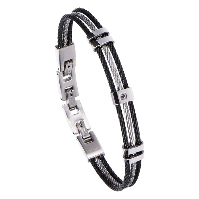 Breil Armband Loop Herren Stahl Silber/Schwarz verstellbar