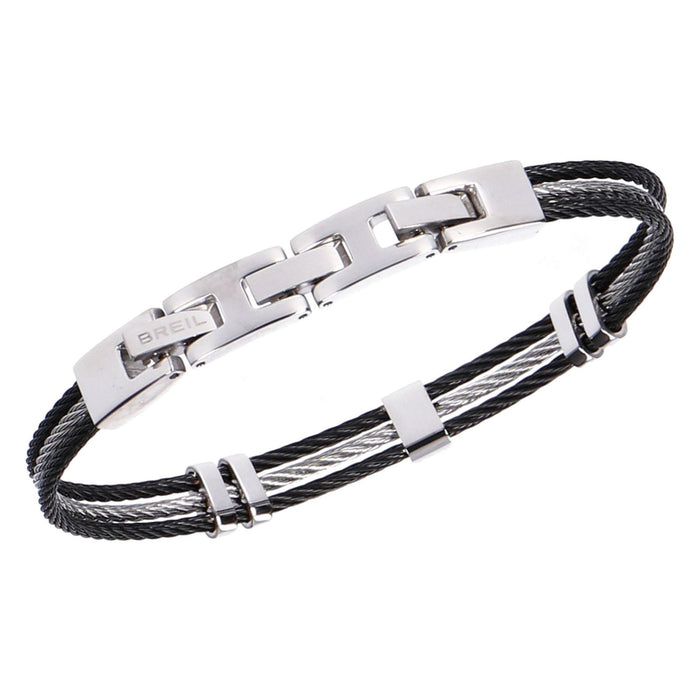 Breil Armband Loop Herren Stahl Silber/Schwarz verstellbar