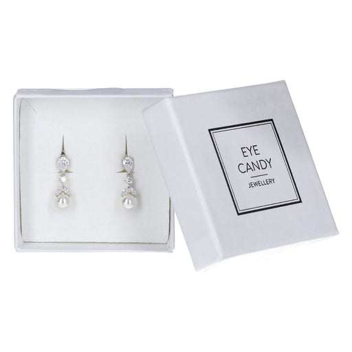 Produktbild Edelstahlarmband - Eye Candy Ohrringe Stecker Perle Zirkonia 925er Sterling Silber
